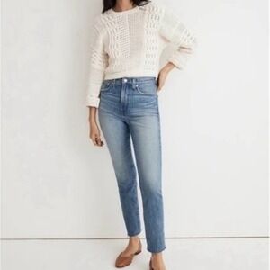 Madewell Perfect Vintage Jeans Straight Leg Raw Hem 25P Denim Core Clean Girl‎